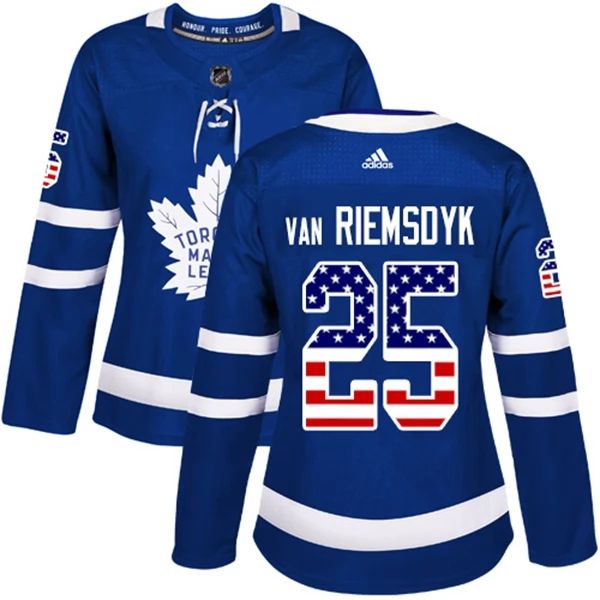 Damen Toronto Maple Leafs Trikot James Van Riemsdyk 25 Blau USA Flag Fashion Authentic